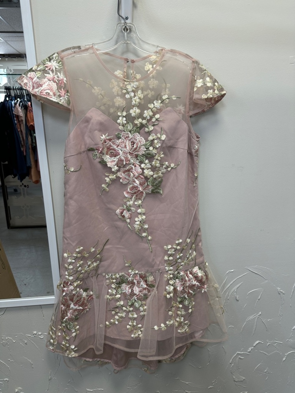 Chi Chi London Dusty Pink Embroidered Mini Dress